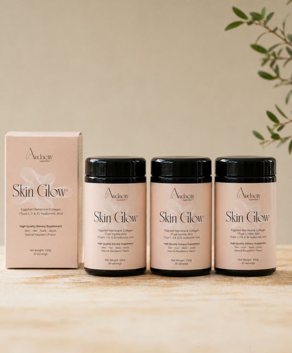 Routine beauté avec collagène et acide hyaluronique Audacity Supplements